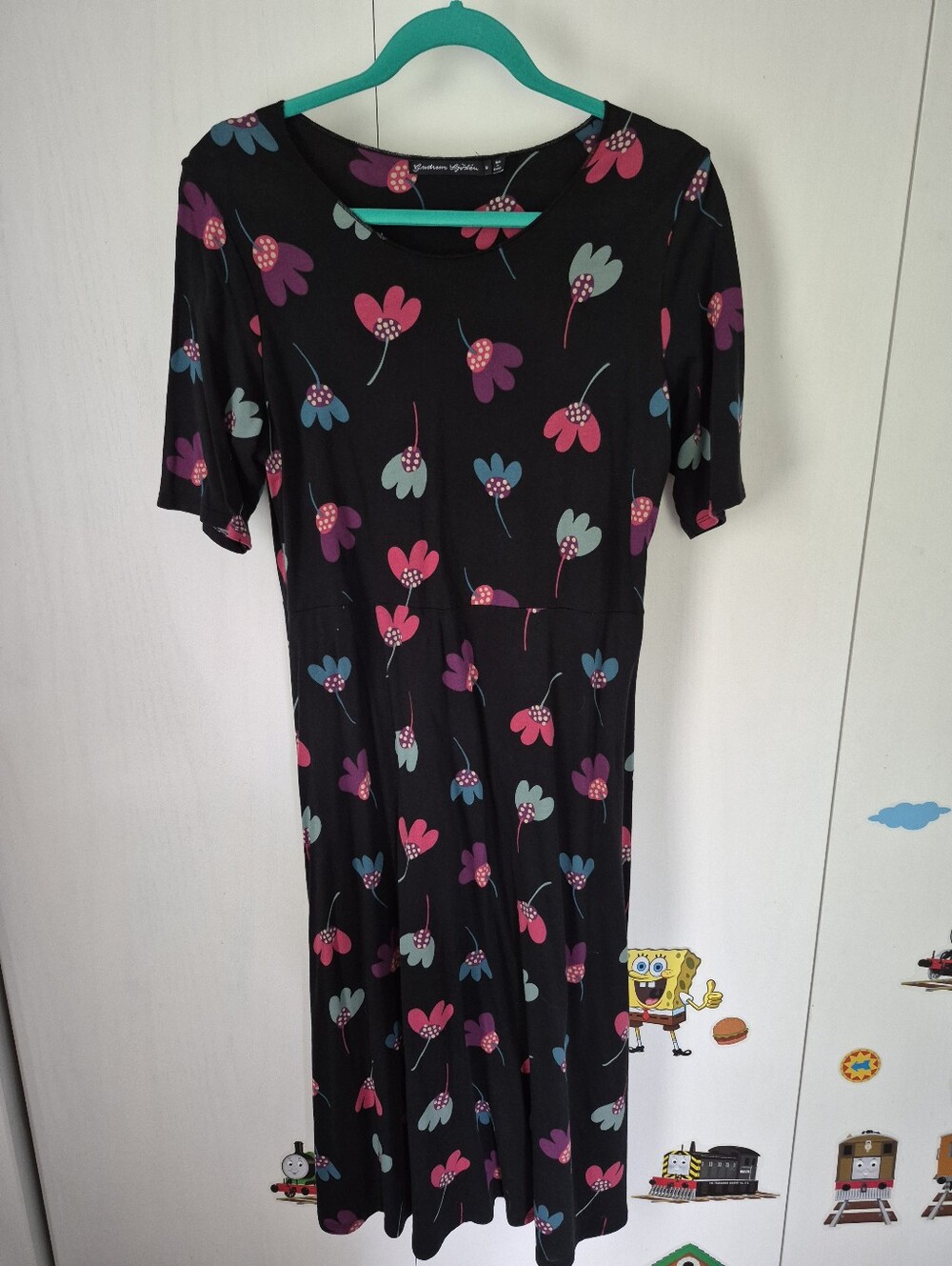Gudrun Sjoden Floral Chamomile Boho Cotton Modal Shortsleeve Dress Sz M
